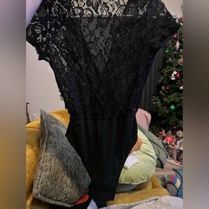 Black Lace & Solid Black Bodysuits